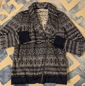 Lucky Brand Moto style zip sweatshirt navy/gray